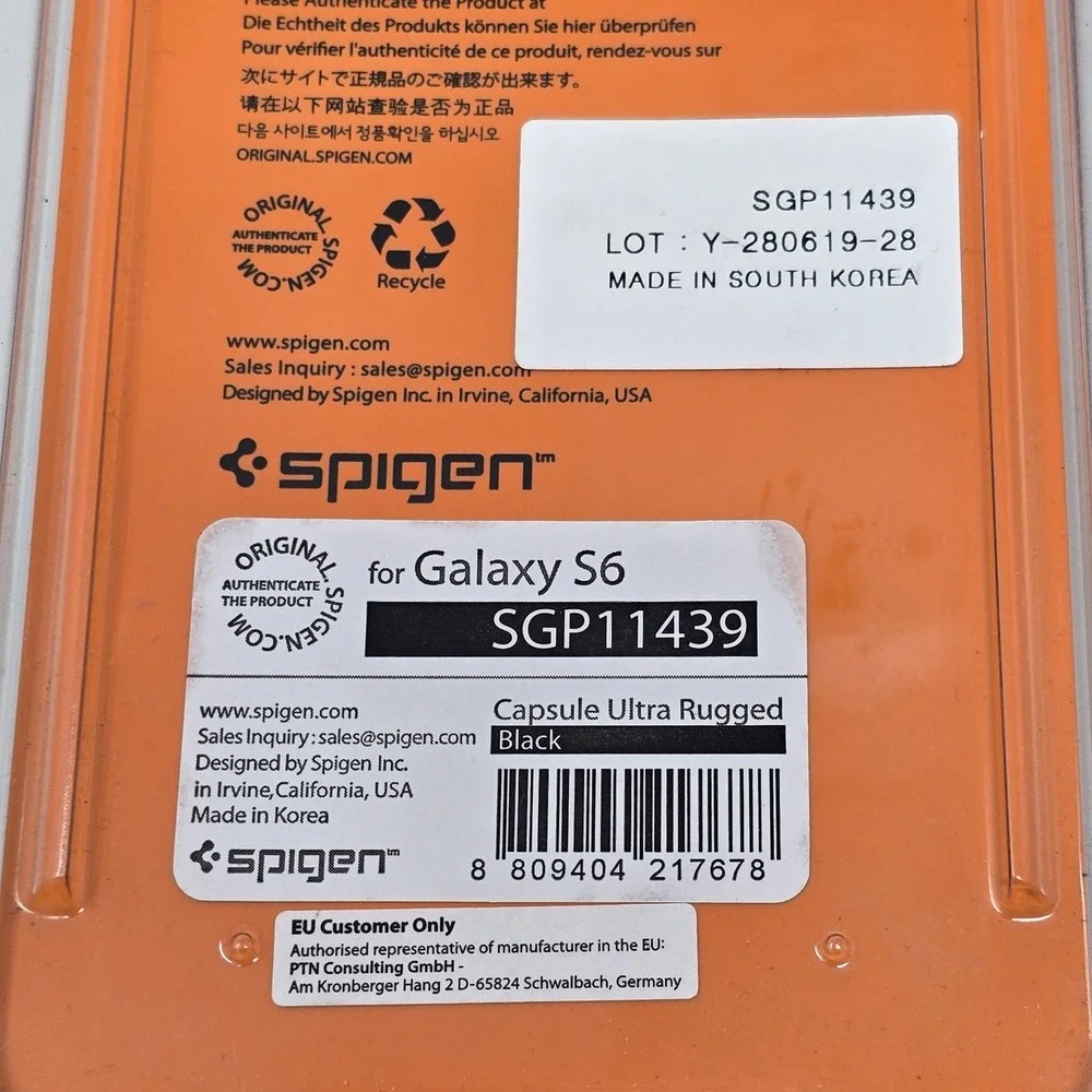 Spigen Capsule Ultra Rugged Case Samsung Galaxy S6 Black Shockproof TPU New‎